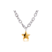 Trendy Fashion Star Necklace 18k Gold Plated Stainless Steel Classic Polished Star Pendant Necklace