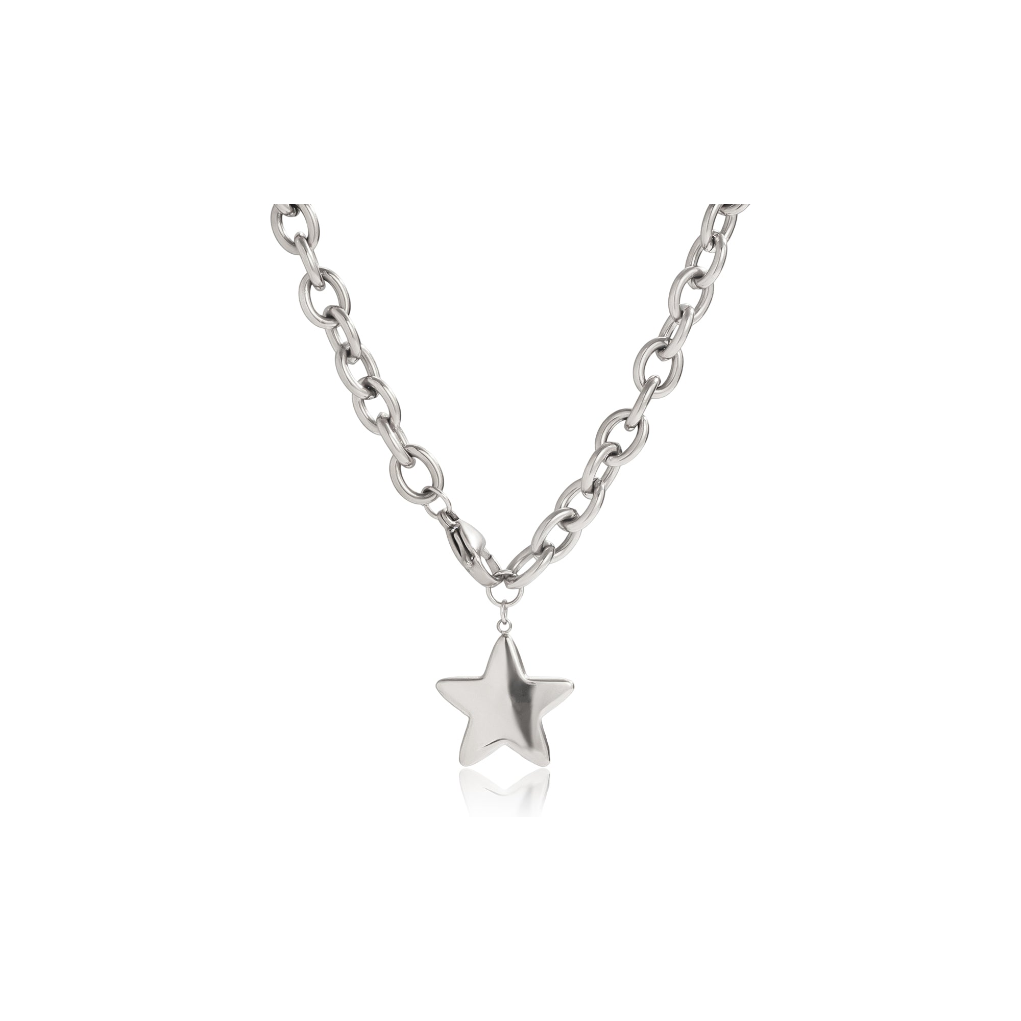 Trendy Fashion Star Necklace 18k Gold Plated Stainless Steel Classic Polished Star Pendant Necklace