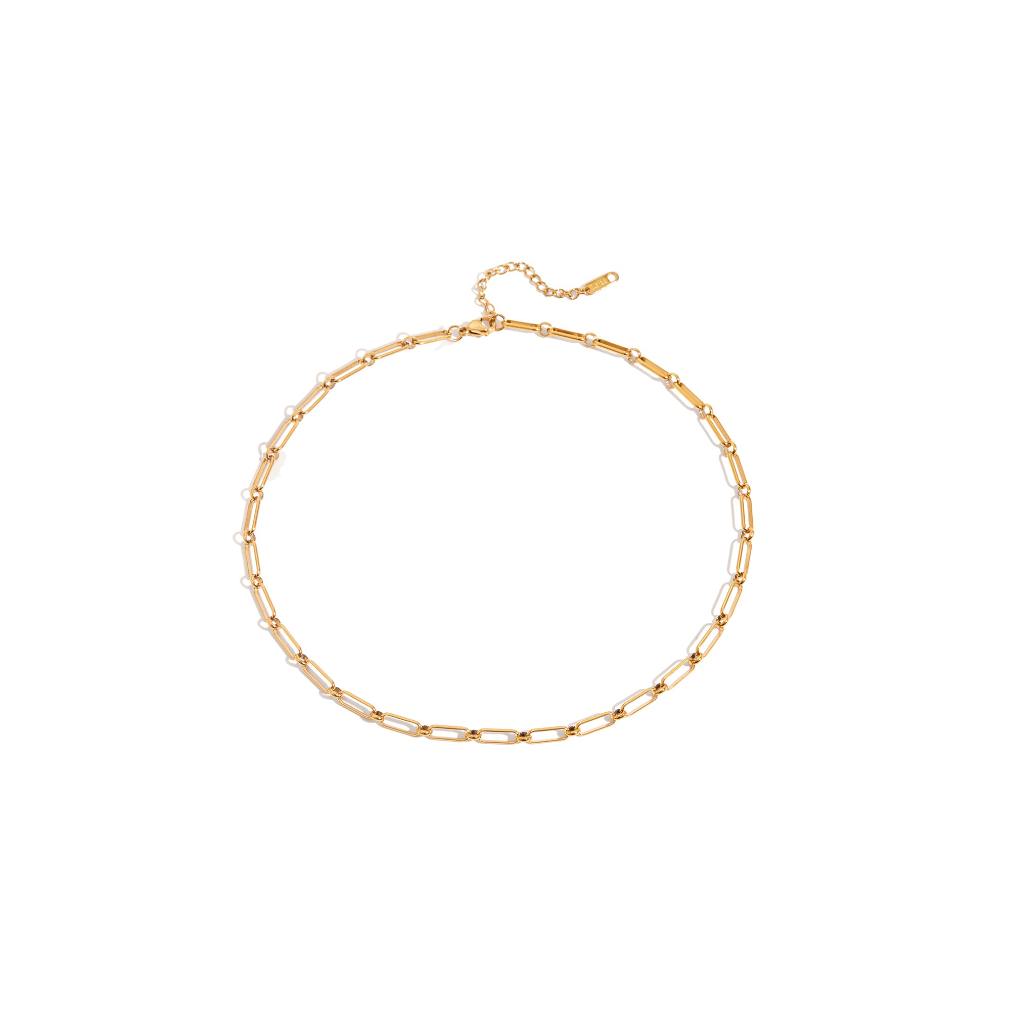 Classic 18K Gold Stainless Steel Simple Minimalist Wave Twisted Chain Paper Clip Hollow Heart Chain Paper Link Necklace