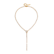 Teardrop CZStone Necklace Single StainlessSteel GoldTone Polished FineCurved Bar Elegant Minimalist Trendy Party Daily Gift