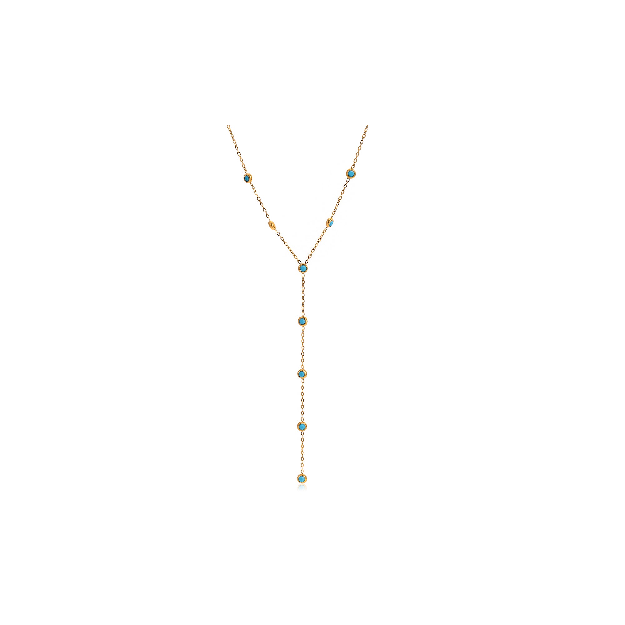 Jewelry Dainty 18K PVD Gold Plated Stainless Steel Cubic Zirconia Long Y Shape Chain Necklace