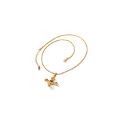 Jewelry Natural Agate Stone Cross Earring Necklace 18K PVD Gold Plated Blingbling CZ Earring Necklace Set