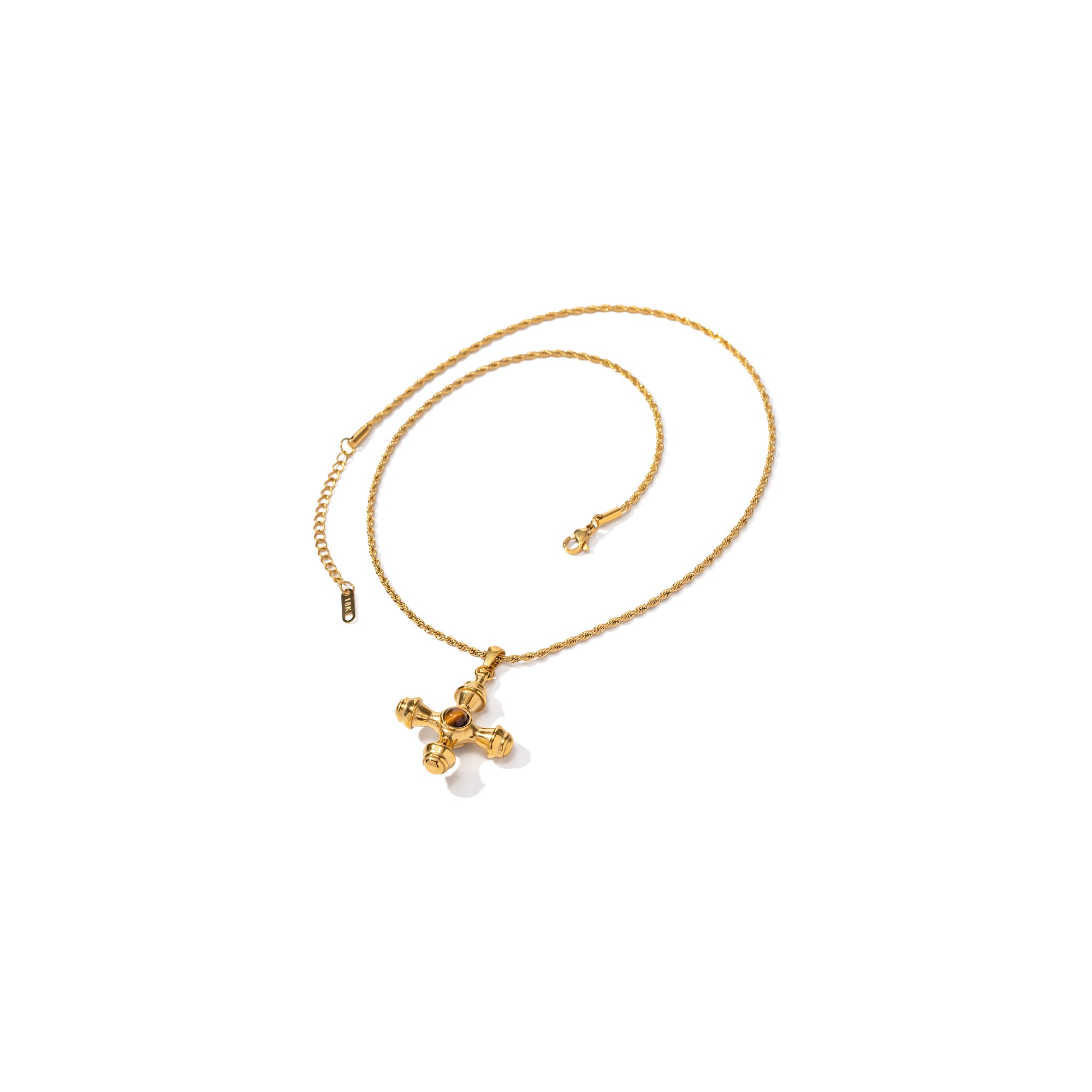 Jewelry Natural Agate Stone Cross Earring Necklace 18K PVD Gold Plated Blingbling CZ Earring Necklace Set
