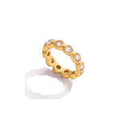 Trendy CZ Ring 18k Gold Plated Stainless Steel Classic CZ White Round Horse Eye Water Drop Cubic Zirconia Ring