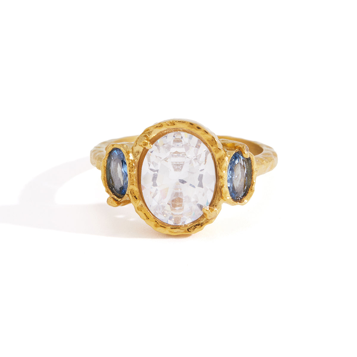 Lady Style - Classic Style / 18K Gold Stainless Steel + Zirconium /Colorful Geometric Irregular Irregular Shape Zirconium Multi-Layer Hollowed-out Ring No. 7