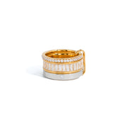 Elegant Two Tone Stackable Rings 18K Gold Plated Multi Band Ring with Cubic Zirconia Accents Modern Geometric Women Jewelry