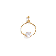 Luxury 18K Gold Plated Stainless Steel Rings White Zircon Pear Heart Square Adjustable Slider Ring Tarnish Free Jewelry