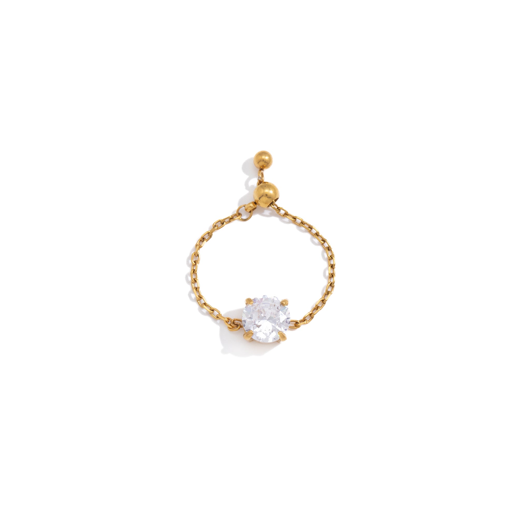 Luxury 18K Gold Plated Stainless Steel Rings White Zircon Pear Heart Square Adjustable Slider Ring Tarnish Free Jewelry