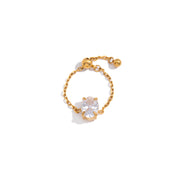 Luxury 18K Gold Plated Stainless Steel Rings White Zircon Pear Heart Square Adjustable Slider Ring Tarnish Free Jewelry
