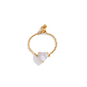 Luxury 18K Gold Plated Stainless Steel Rings White Zircon Pear Heart Square Adjustable Slider Ring Tarnish Free Jewelry