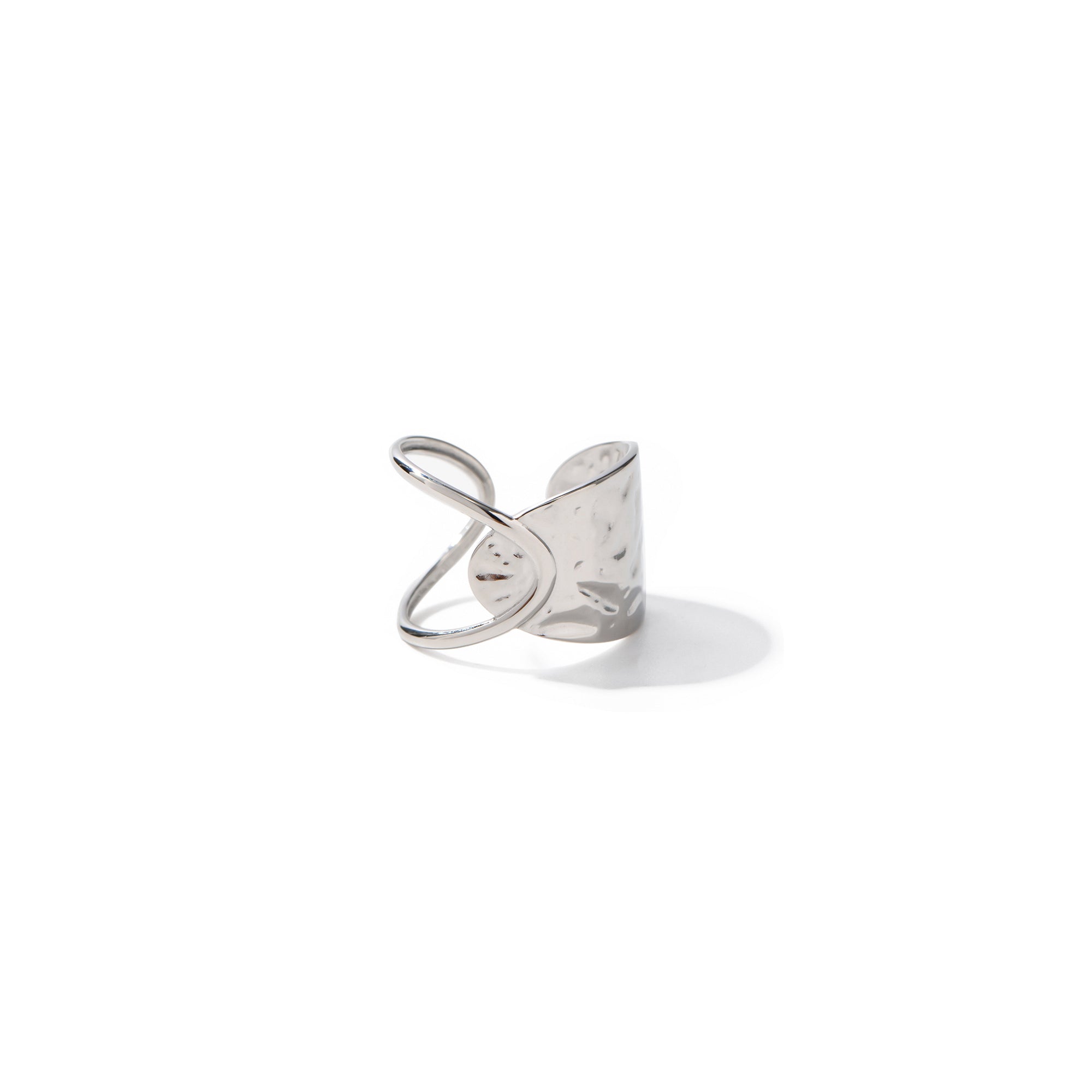 New Trend 18K Gold and Silver Plated Wide Ring Gift Stainless Steel Simple Wavy Open Ring for Women