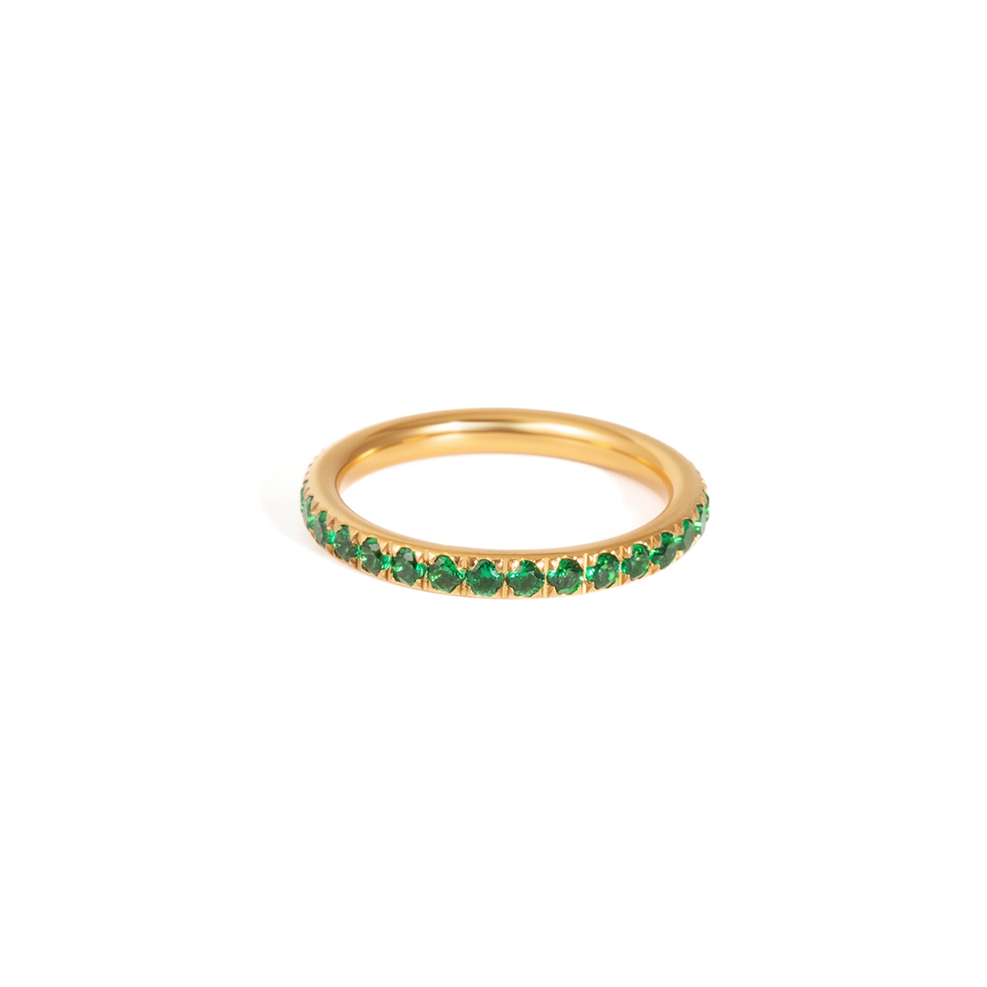 Classic Style 18K Gold Stainless Steel Full Circle A-grade Colorful Zircon Exquisite Rings Set