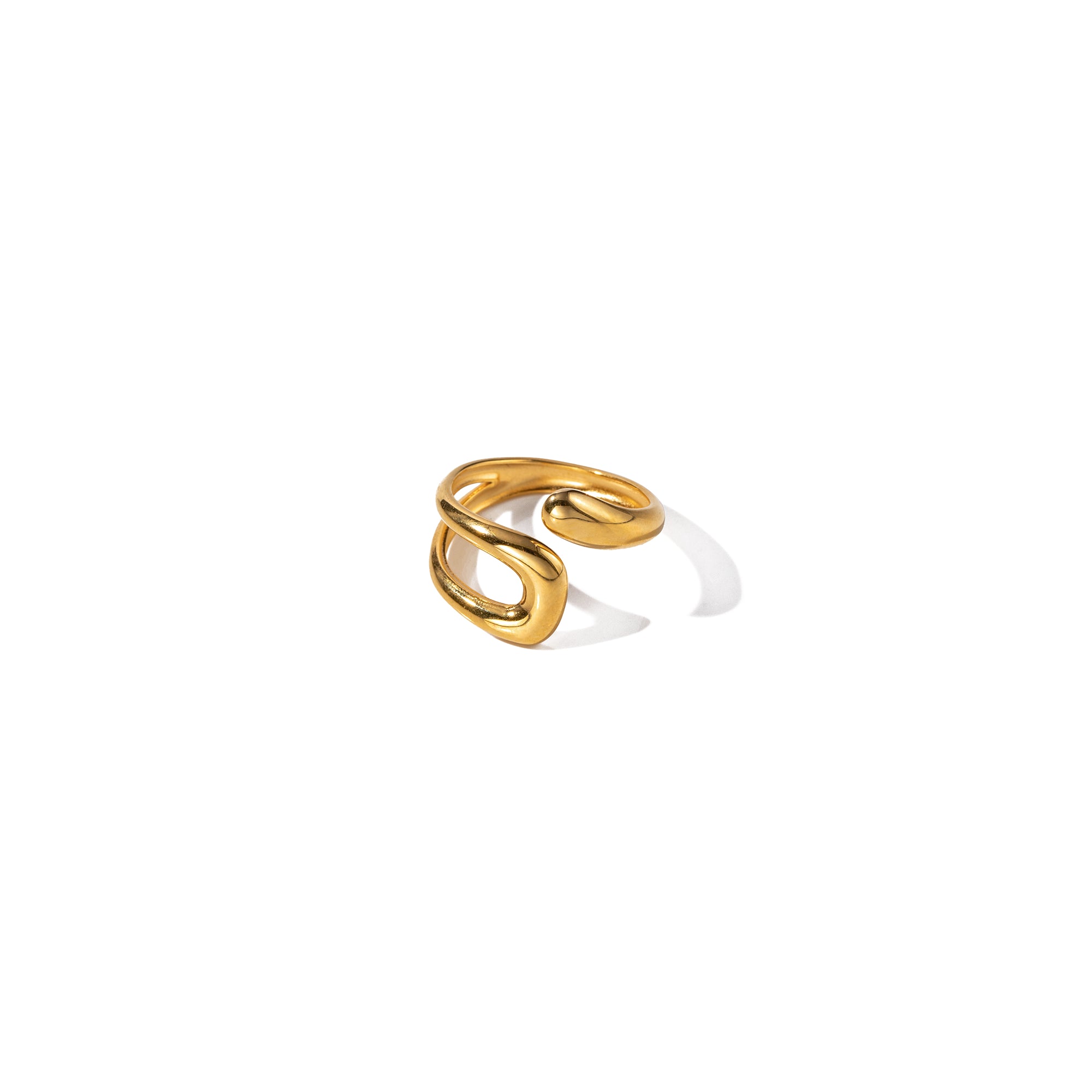 Simple Hollow Cross Opening Ring 18K Gold Plated Stainless Steel Band Finger Ring Fashion Jewelry for Women