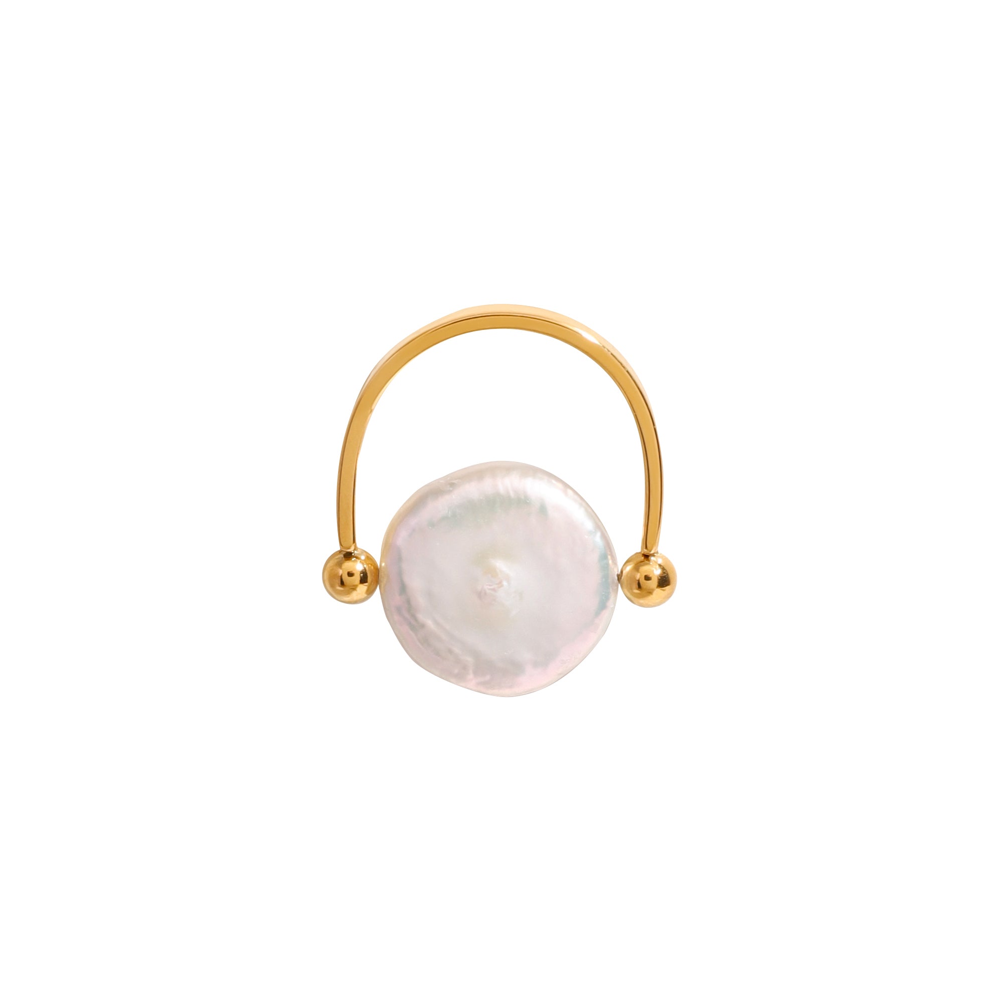 Modern Minimalist Elliptical Bean Ring Stainless Steel Silver Gold Two Tone Polished Elliptical Gold Bean Open Ring